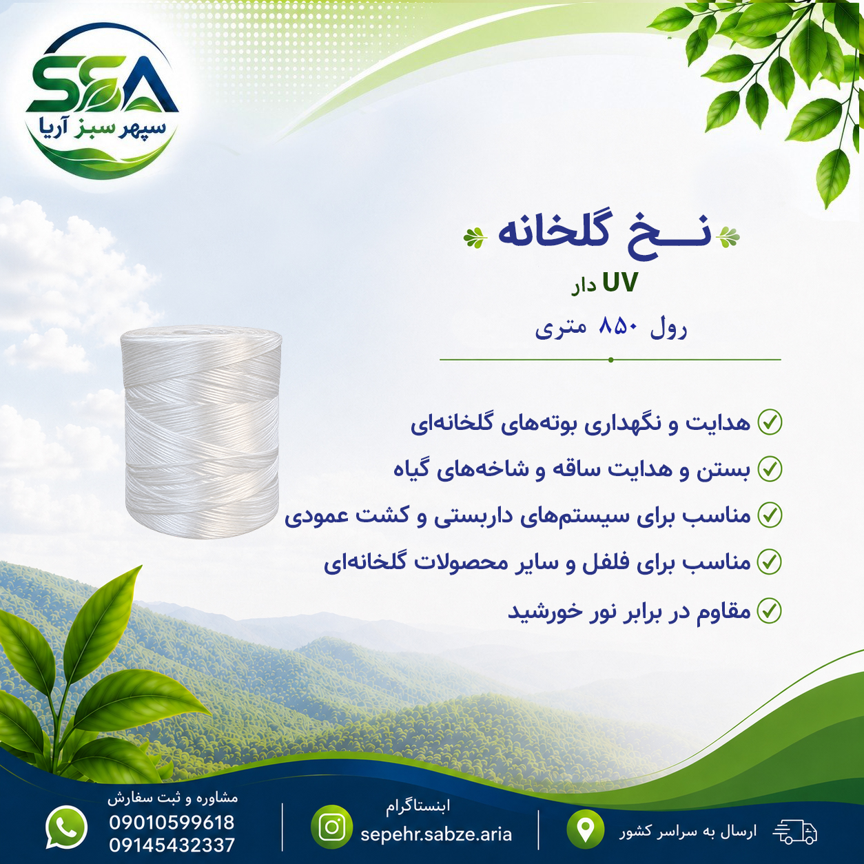 نخ یووی دار گلخانه سفید